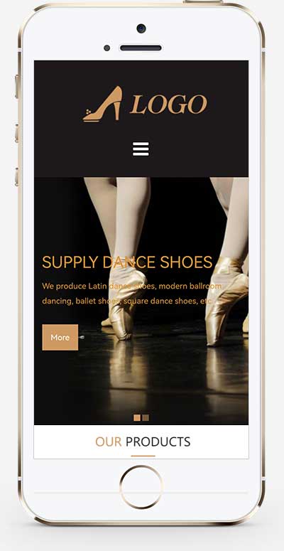 (自适应手机端)html5响应式芭蕾舞鞋子拉丁舞鞋类外贸网站源码模板手机端展示图片