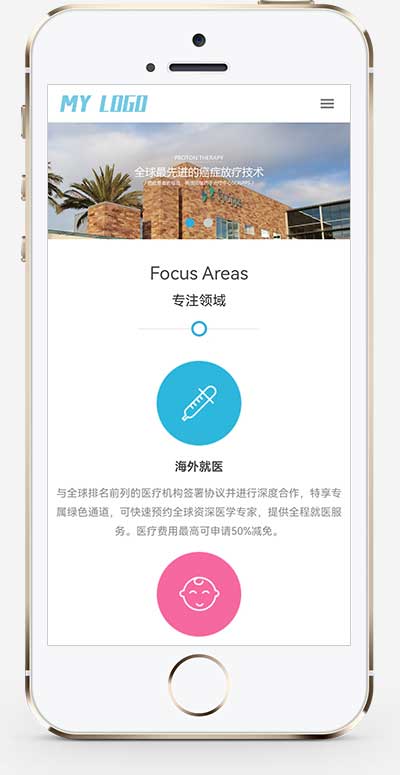 (自适应手机端)高端海外试管婴儿医疗机构企业网站源码手机端展示图片
