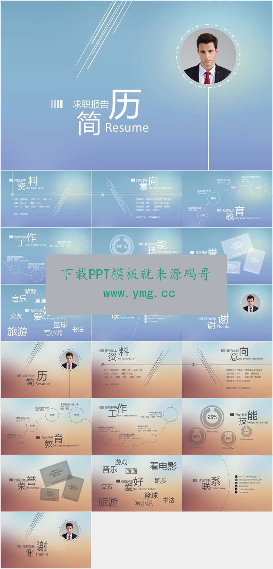 企业高层管理竞聘个人简历ppt模板预览效果图