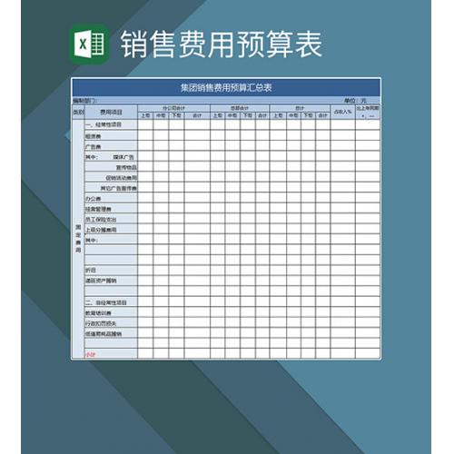 集团营销费用预算汇总表Excel模板