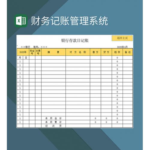 账表财务统计费用统计详情财务记账管理系统Excel模板