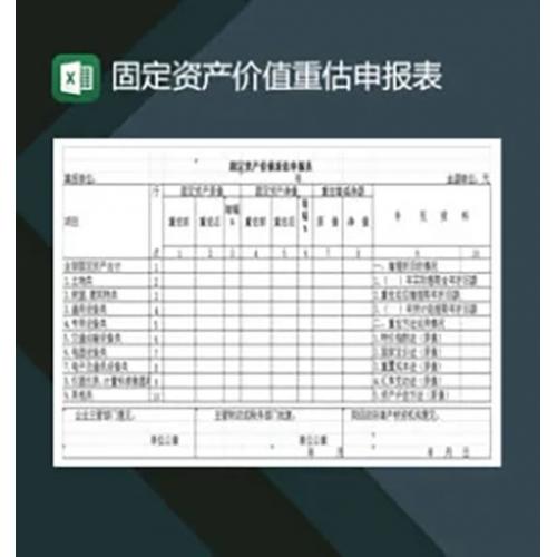 固定资产价值重估申报表Excel模板